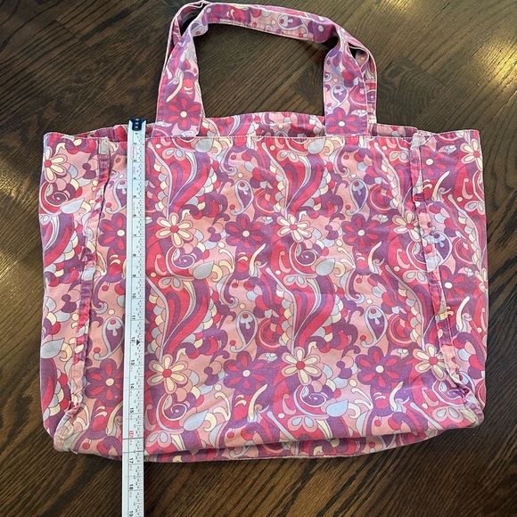 Large floral Gap canvas tote bag pink paisley vintage retro vibes - Picture 8 of 9